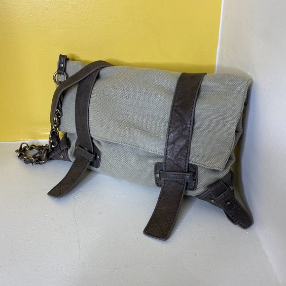 JOE'S Jeans Hobo Flap Purse with Chain and Leather  Shoulder Strap - Picture 1 of 5